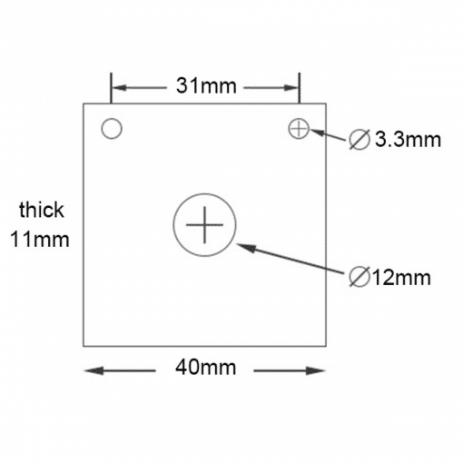 Aluminium Heatsink with Center Hole - 40 x 40 mm